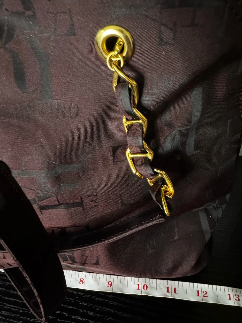 Valentino Garavani Burgundy Logo Dome Shoulder Bag with Gold Hardware